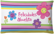 Cojín de peluche rectangular floreado abue